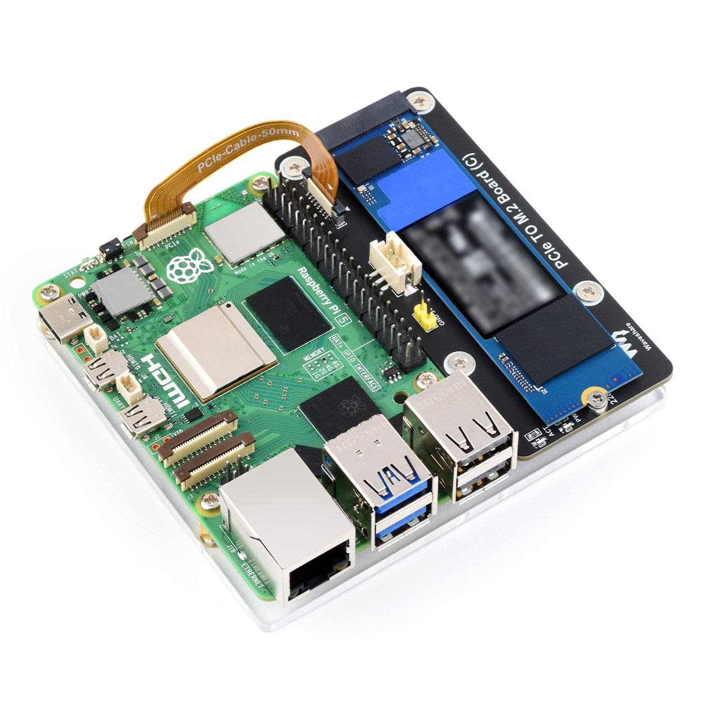 PCIe M.2 Side Adapter for Raspberry Pi 5 by Waveshare - The Pi Hut