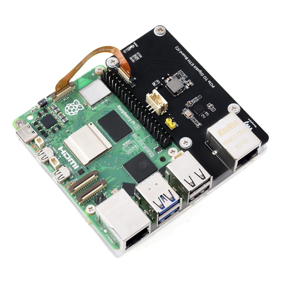 PCIe to Gigabit Ethernet Side Adapter for Raspberry Pi 5 by Waveshare - The Pi Hut