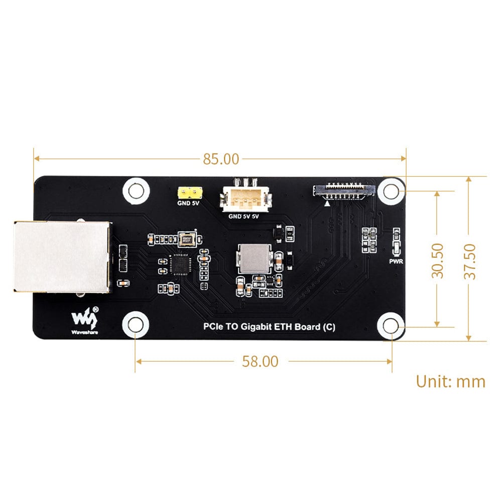 PCIe to Gigabit Ethernet Side Adapter for Raspberry Pi 5 by Waveshare - The Pi Hut