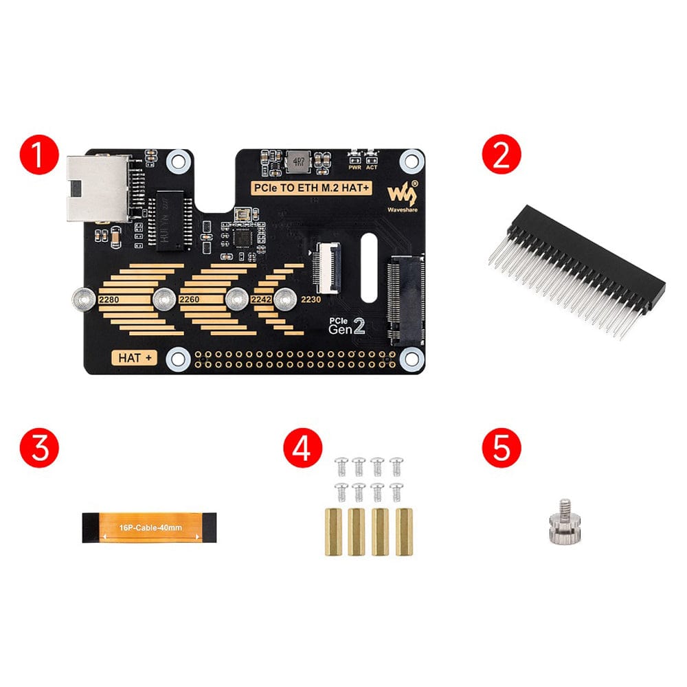 PCIe to M.2 + Gigabit Ethernet Adapter for Raspberry Pi 5 by Waveshare - The Pi Hut