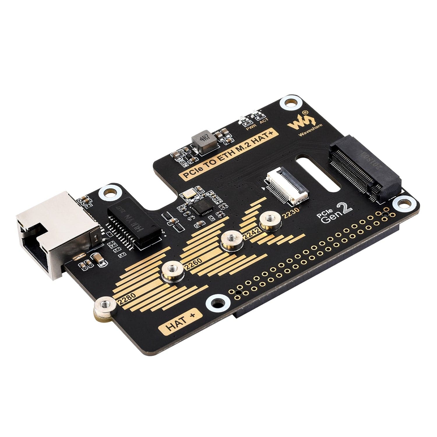 PCIe to M.2 + Gigabit Ethernet Adapter for Raspberry Pi 5 by Waveshare - The Pi Hut