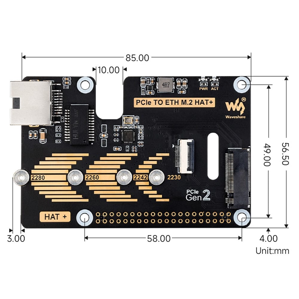 PCIe to M.2 + Gigabit Ethernet Adapter for Raspberry Pi 5 by Waveshare - The Pi Hut