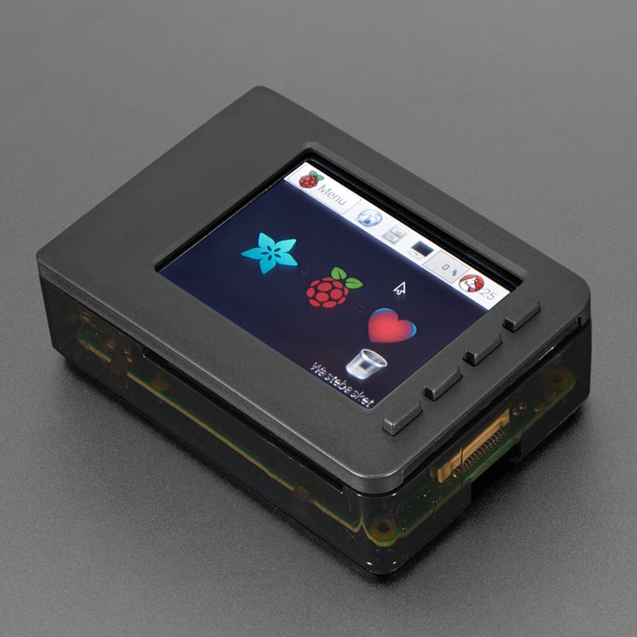 Pi Model B+ / Pi 2 / Pi 3 - Case Base and Faceplate Pack - Black - for 2.8" PiTFT by Adafruit - The Pi Hut