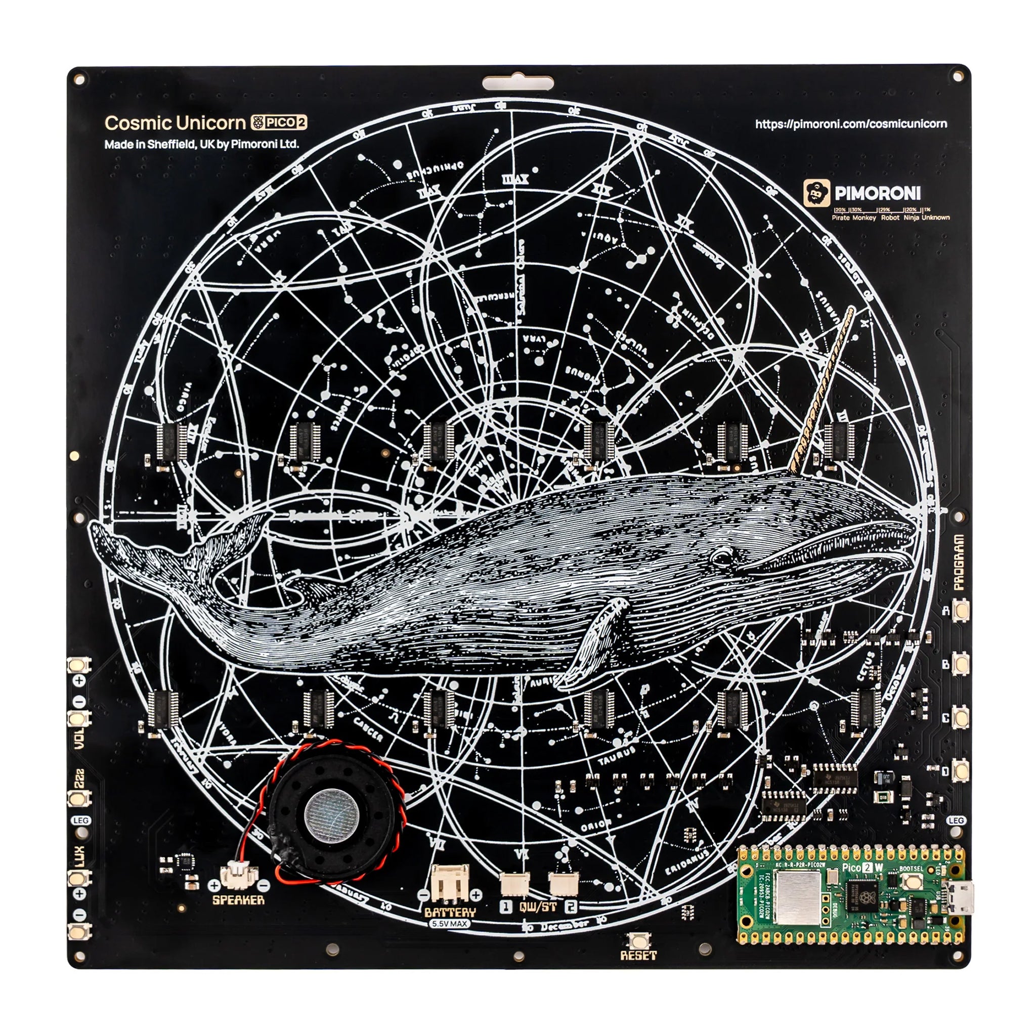 Pico 2 W Smart LED Matrix – Cosmic Unicorn (32 x 32 – 1024 pixels) by Pimoroni - The Pi Hut