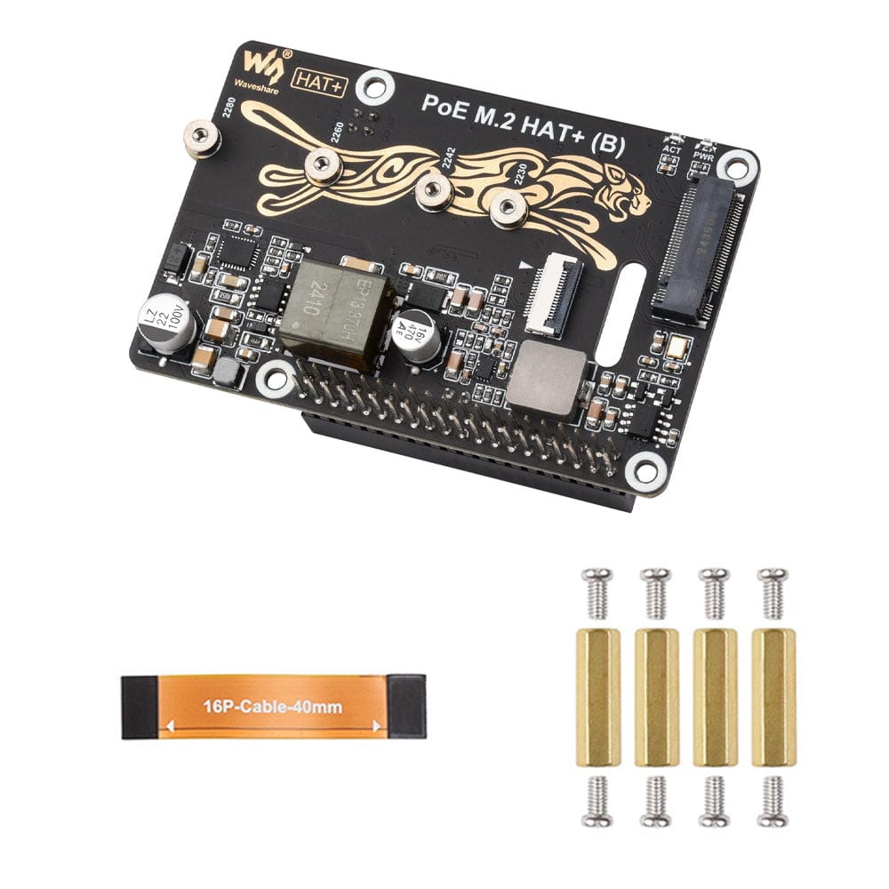 PCIe to M.2 with PoE HAT compatible with Raspberry Pi 5, supports NVMe Protocol 2230/2242 Size M.2 Solid State Drive, supports IEEE 802.3af/at network standard PCIe to M.2 with PoE HAT compatible with Raspberry Pi 5, supports NVMe Protocol 2230/2242 Size M.2 Solid State Drive, supports IEEE 802.3af/at network standard