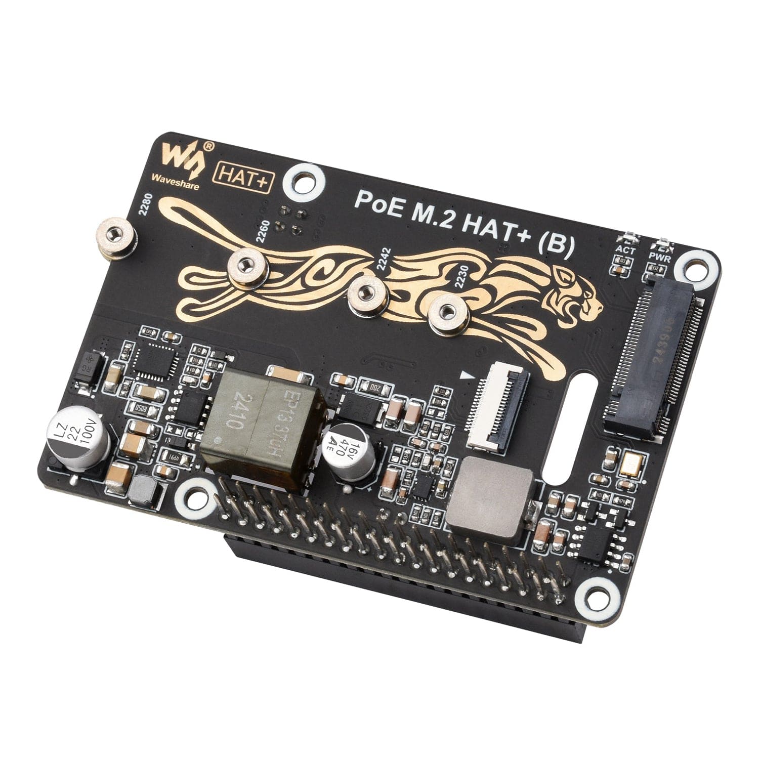 PoE M.2 HAT+ (B) for Raspberry Pi 5 by Waveshare - The Pi Hut