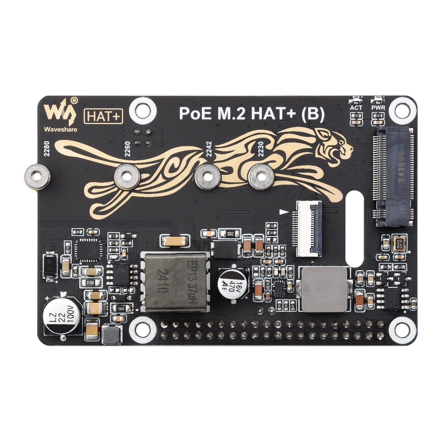 PoE M.2 HAT+ (B) for Raspberry Pi 5 by Waveshare - The Pi Hut