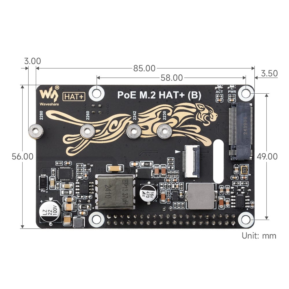 PoE M.2 HAT+ (B) for Raspberry Pi 5 by Waveshare - The Pi Hut