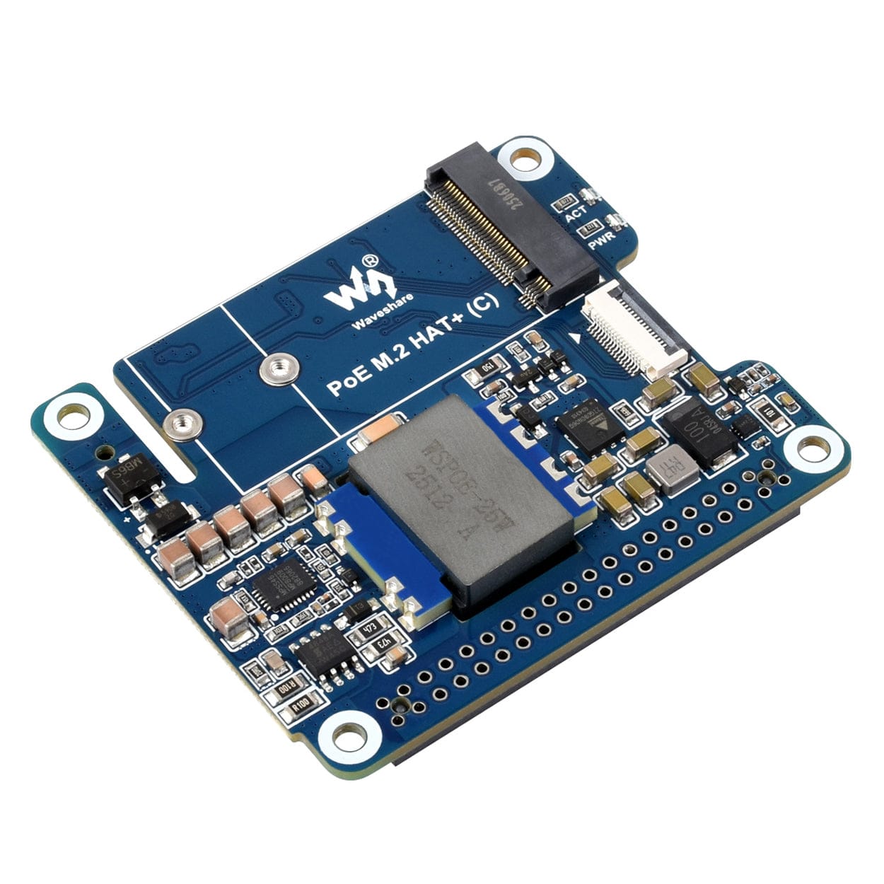 PoE M.2 HAT+ (C) for Raspberry Pi 5 by Waveshare - The Pi Hut