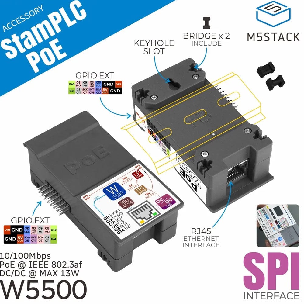 PoE Module for StamPLC (W5500) by M5Stack - The Pi Hut