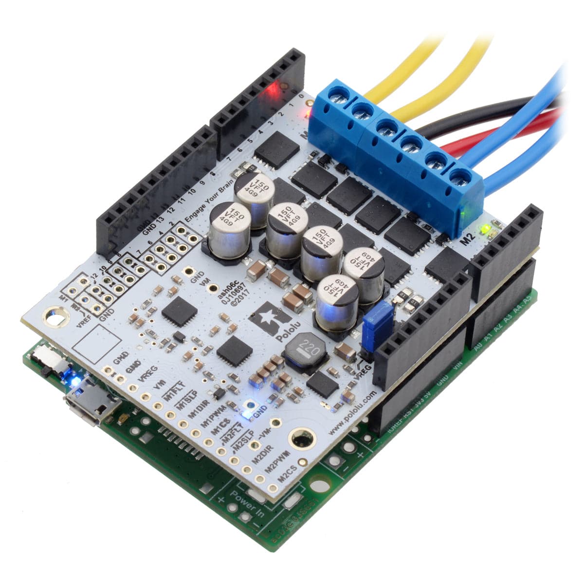 Pololu Dual G2 High-Power Motor Driver 24v18 Shield for Arduino - The Pi Hut