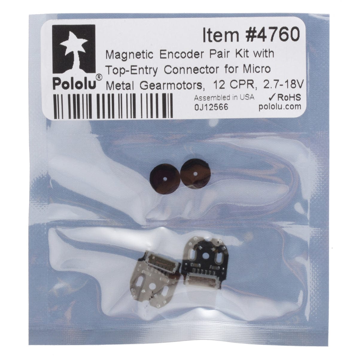 Pololu Magnetic Encoder Kit with Top-Entry Connector for Micro Metal Gearmotors (12 CPR, 2.7-18V) - The Pi Hut