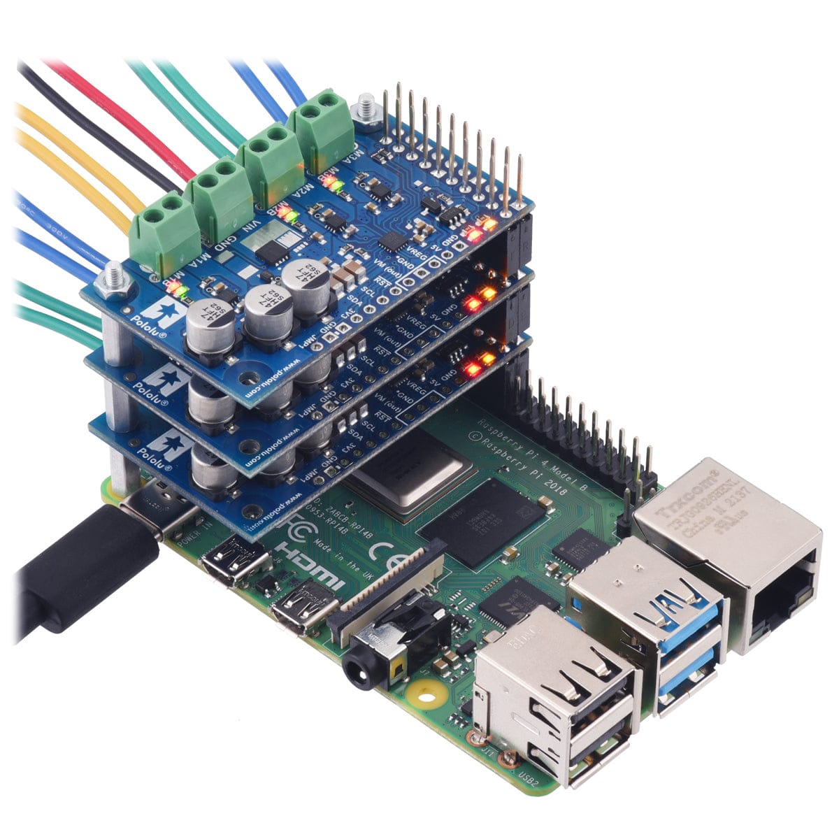 Pololu Motoron M3H550 Triple Motor Controller for Raspberry Pi - The Pi Hut