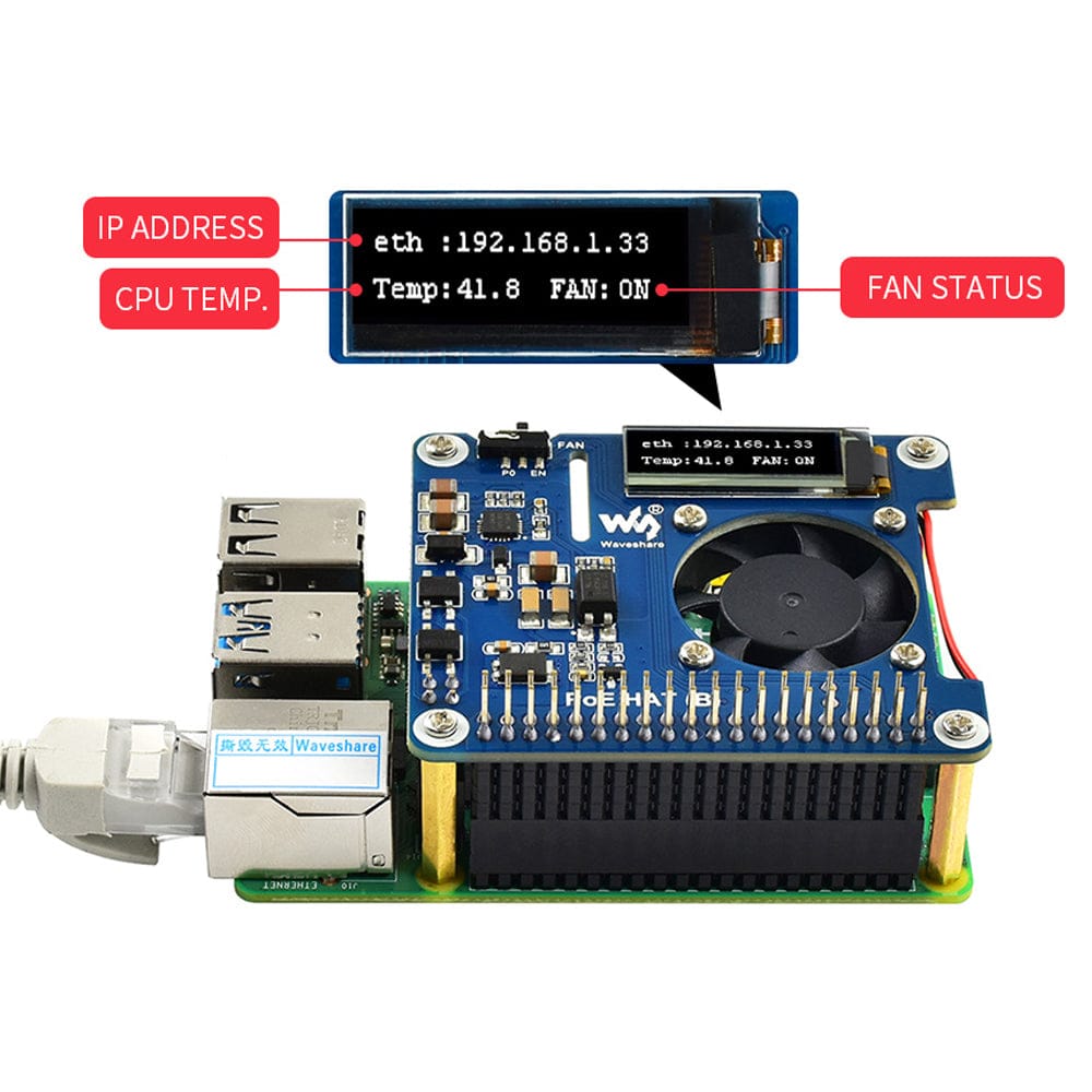 Power over Ethernet HAT for Raspberry Pi 4/3B+ by Waveshare - The Pi Hut