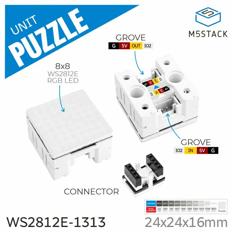 Puzzle Unit 8 x 8 LED Matrix (WS2812E) - The Pi Hut