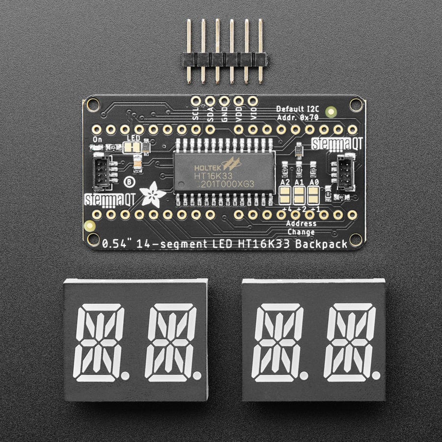 Quad Alphanumeric Display - Yellow 0.54" Digits w/ I2C Backpack - STEMMA QT / Qwiic