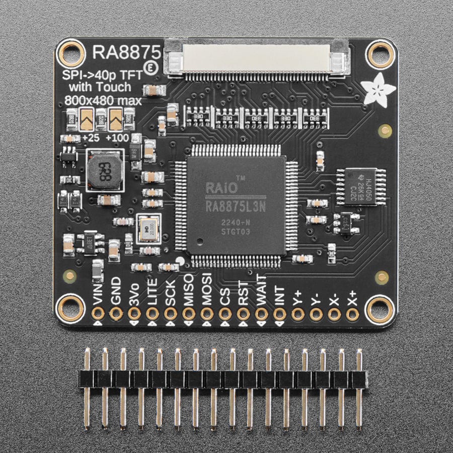 RA8875 Driver Board for 40-pin TFT Touch Displays - 800 x 480 Max