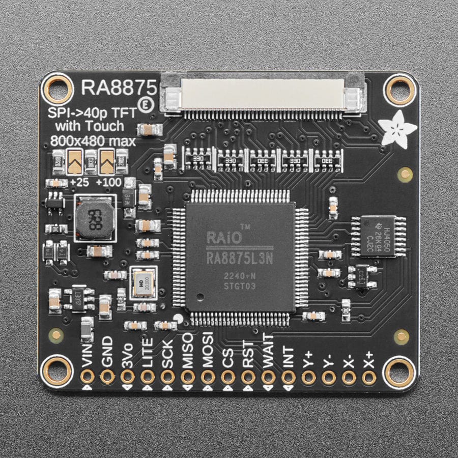 RA8875 Driver Board for 40-pin TFT Touch Displays - 800 x 480 Max