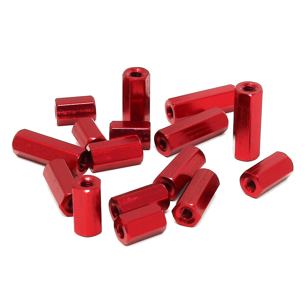 Red Anodised Aluminium Standoff Set (4-pack) - The Pi Hut