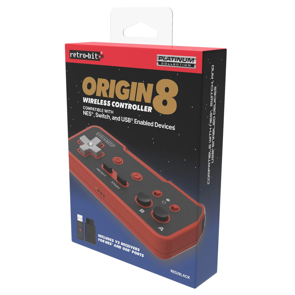 Retro-Bit Origin8 2.4Ghz Wireless Controller - Red & Black by Retro-Bit - The Pi Hut