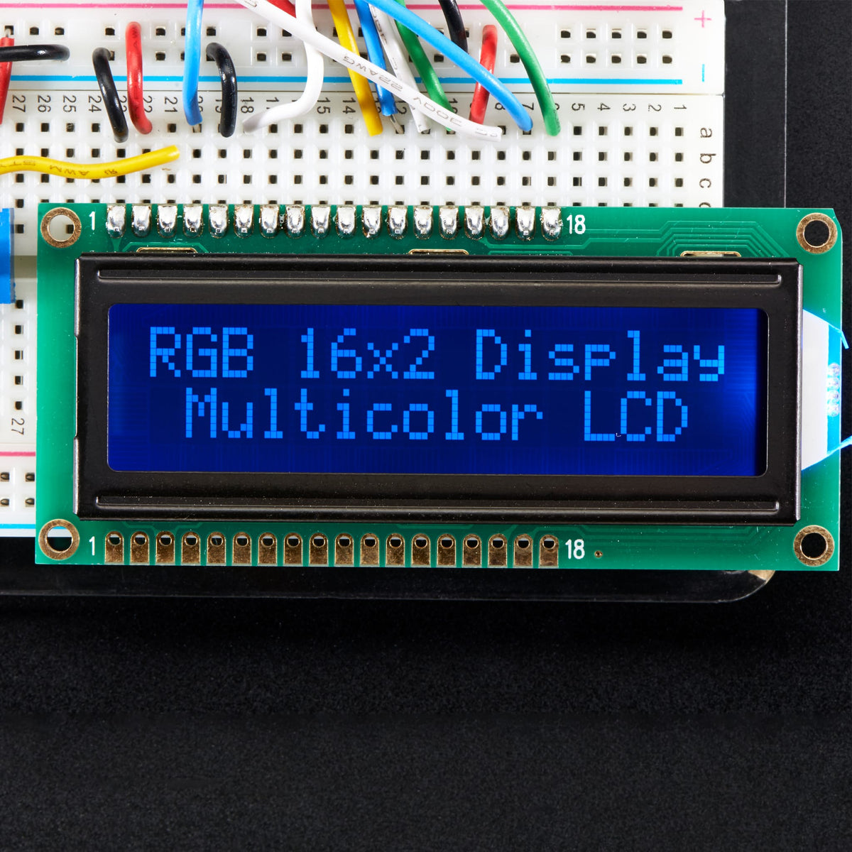 RGB backlight negative LCD 16x2 + extras (RGB on black) by Adafruit - The Pi Hut