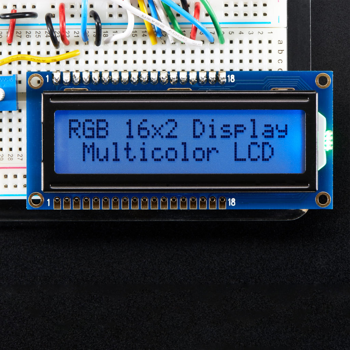 RGB backlight positive LCD 16x2 + extras (black on RGB) by Adafruit - The Pi Hut