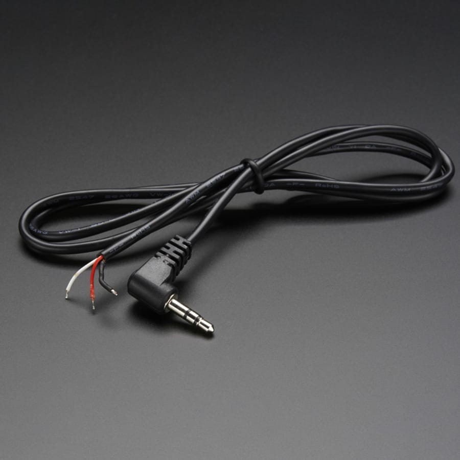 Right-Angle 3.5mm Stereo Plug to Pigtail Cable by Adafruit - The Pi Hut