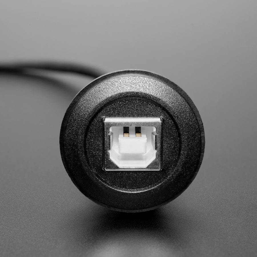 Round Panel Mount USB Cable - USB-B Socket to USB-C Plug