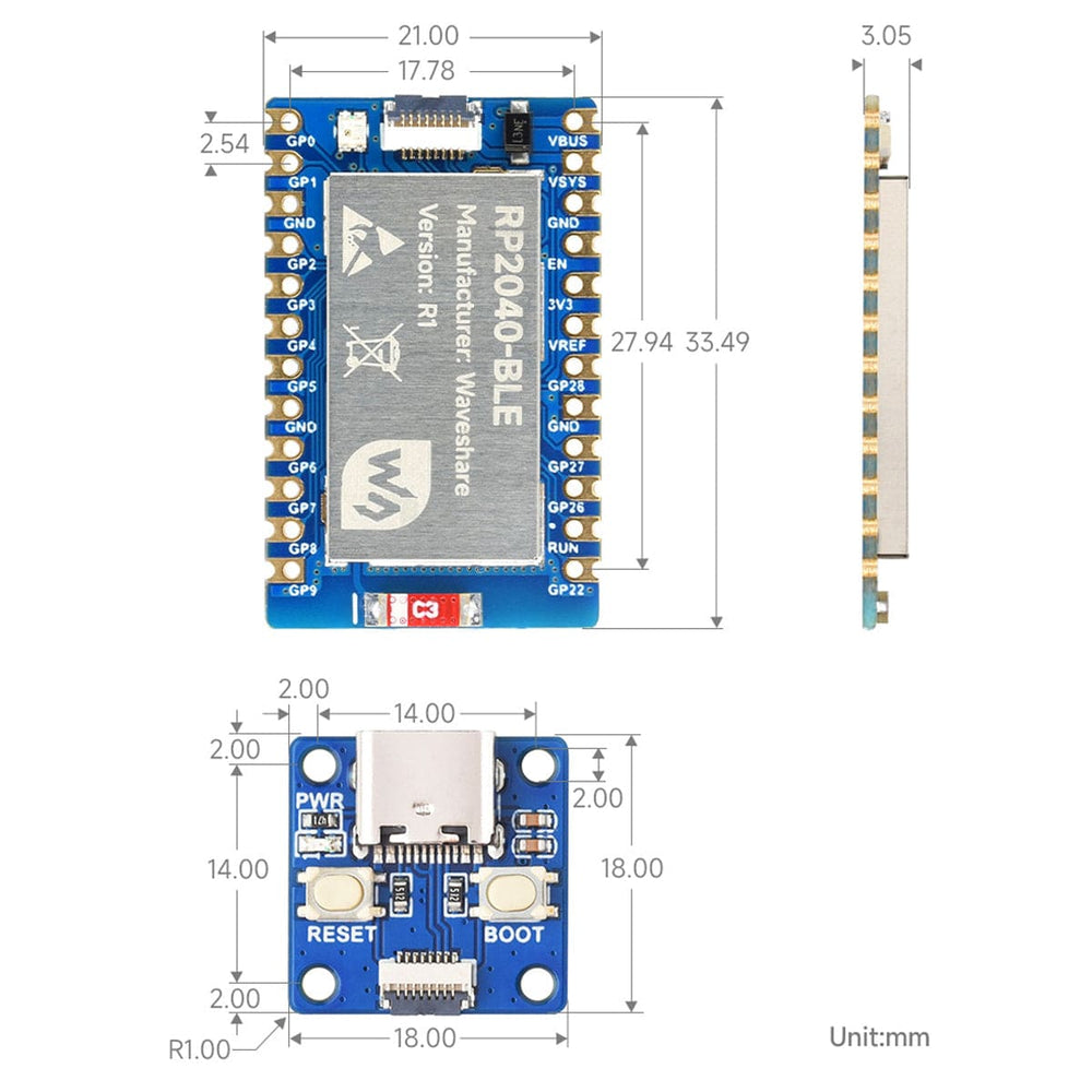 RP2040-BLE Development Board with Adapter Board