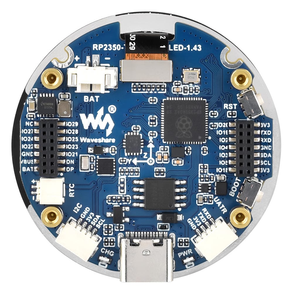 RP2350 1.43" AMOLED Round Display Dev Board (466x466) by Waveshare - The Pi Hut