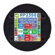 RP2350 1.43" AMOLED Round Display Dev Board (466x466) by Waveshare - The Pi Hut