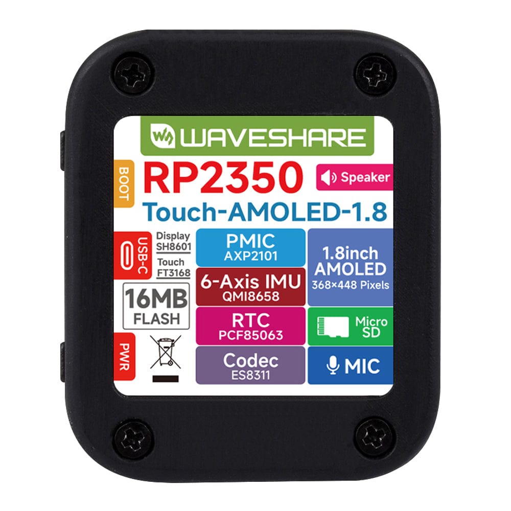 RP2350 1.8" AMOLED Touch Display Dev Board (368×448) by Waveshare - The Pi Hut