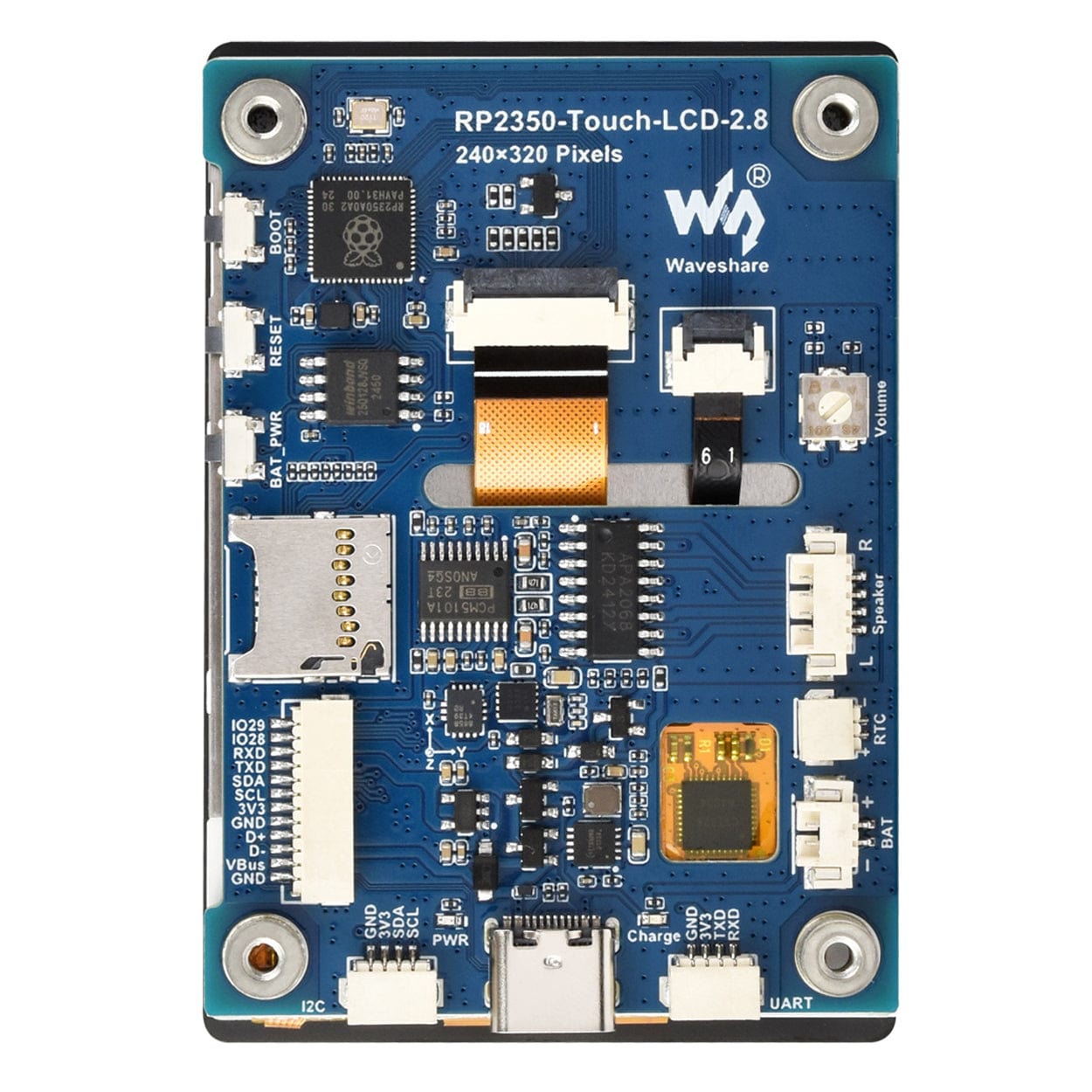 RP2350 2.8" Capacitive Touch Dev Board with 6-Axis IMU by Waveshare - The Pi Hut