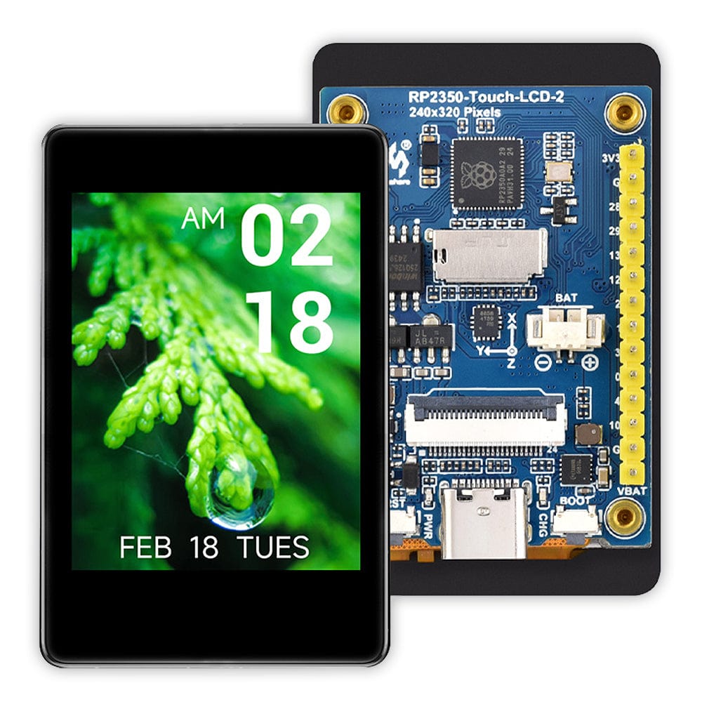 RP2350 2" Capacitive Touch Display Dev Board with 6-Axis IMU by Waveshare - The Pi Hut