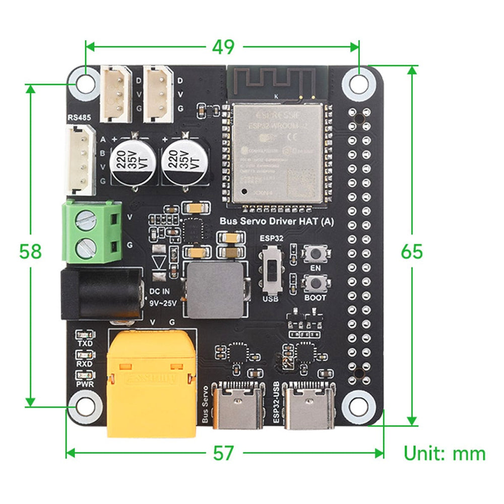 Serial Bus Servo Driver HAT for Raspberry Pi (with ESP32)