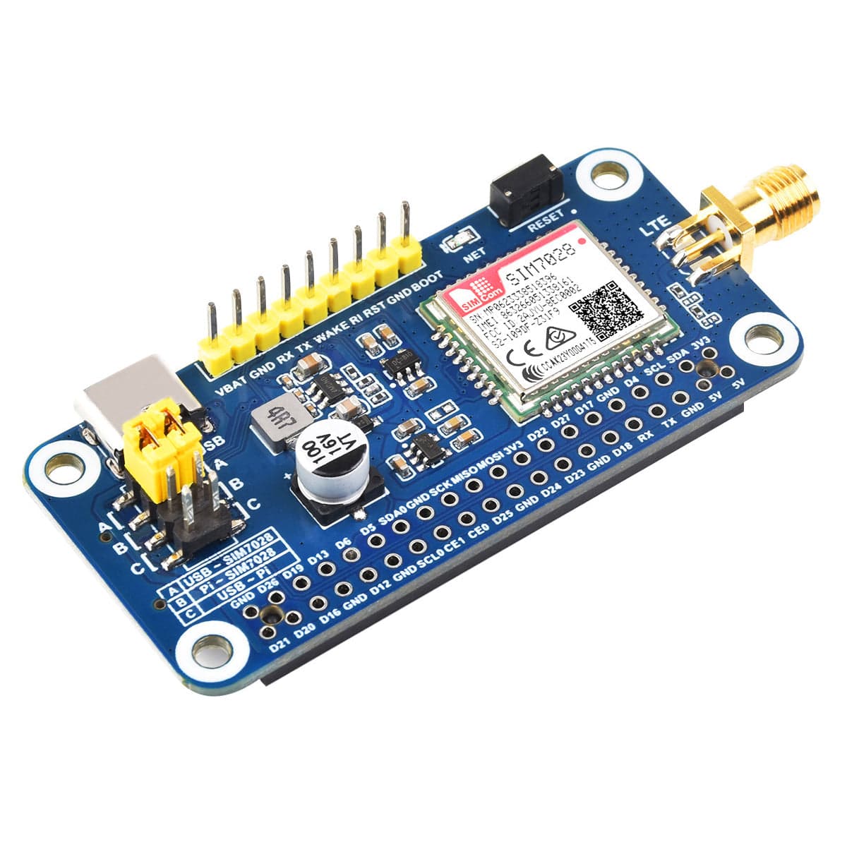 Sim Raspberry Modules SIM7028 NB-IoT HAT for Raspberry Pi - The Pi Hut