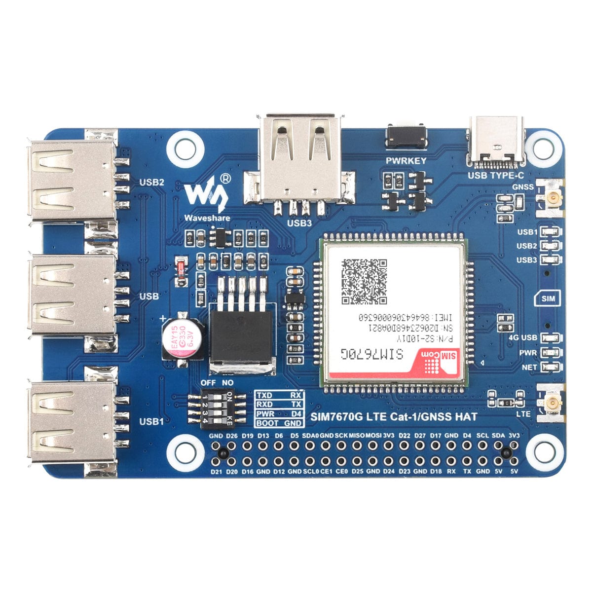 SIM7670G LTE Cat-1/GNSS HAT for Raspberry Pi - The Pi Hut