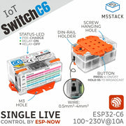 Single Live Wire Wi-Fi Smart Switch (ESP32-C6) by M5Stack - The Pi Hut