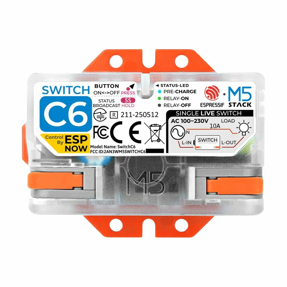 Single Live Wire Wi-Fi Smart Switch (ESP32-C6) by M5Stack - The Pi Hut