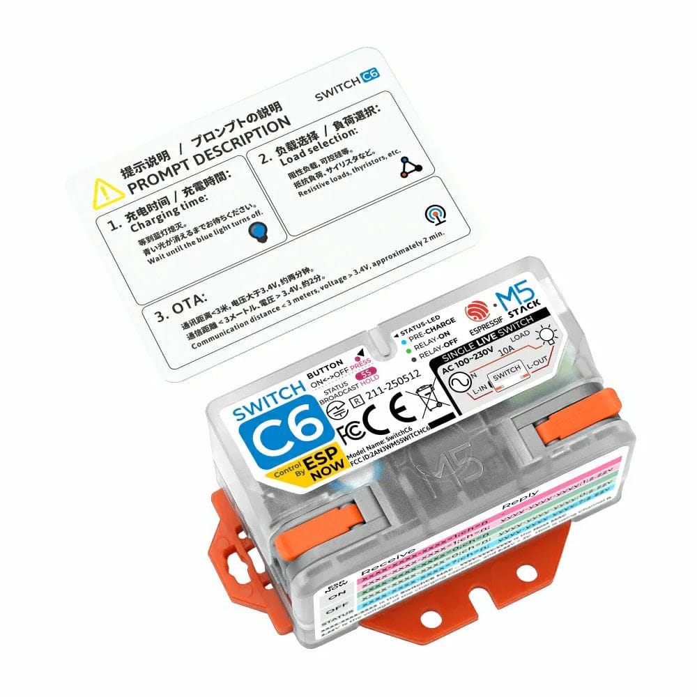 Single Live Wire Wi-Fi Smart Switch (ESP32-C6) by M5Stack - The Pi Hut