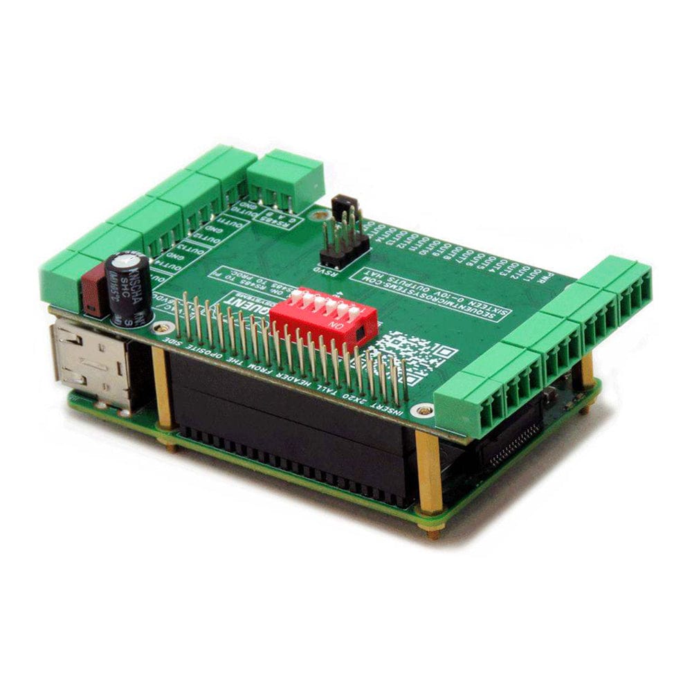 Sixteen 0-10V Analogue Outputs 8-Layer Stackable HAT for Raspberry Pi