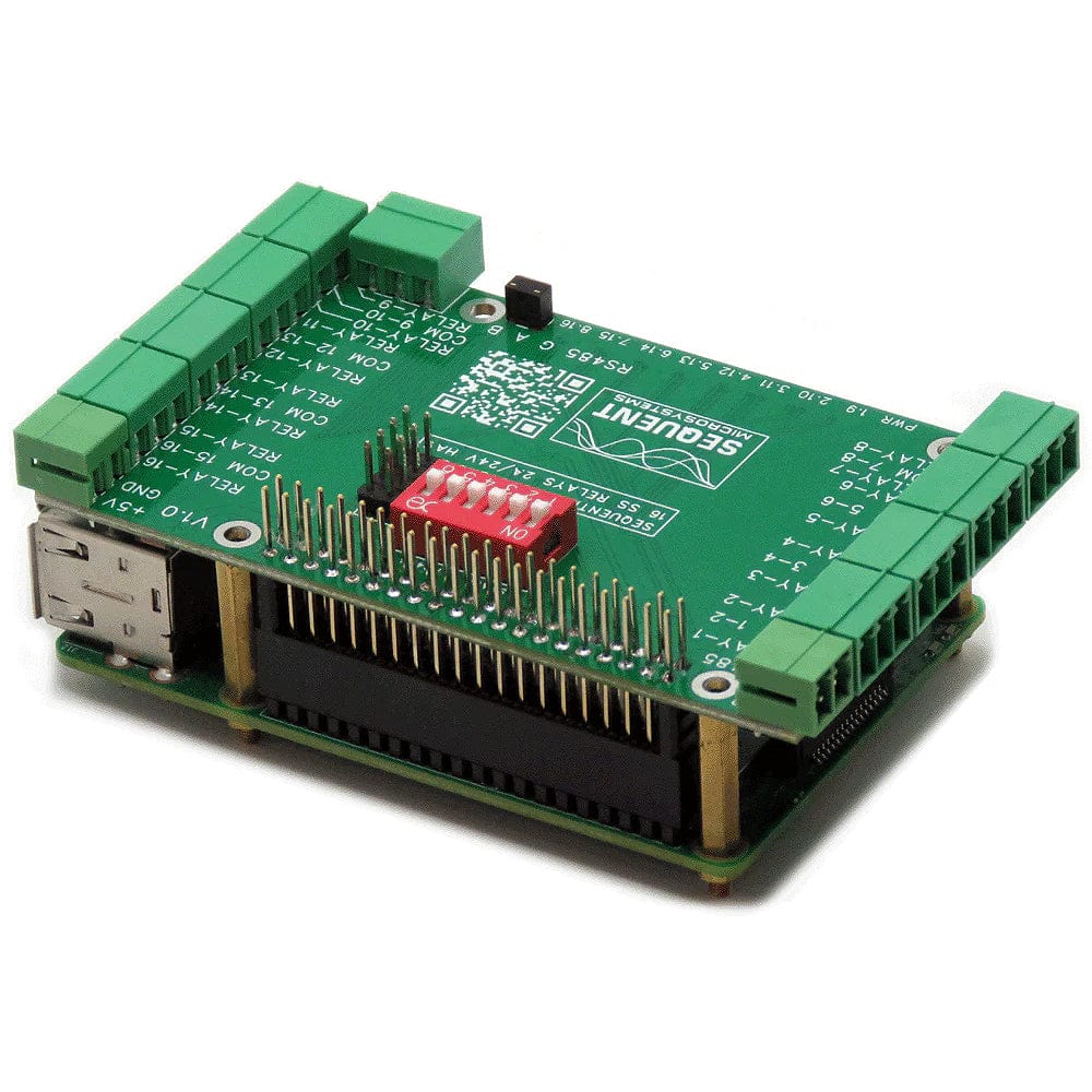 Sixteen Solid State 2A/24V Relays 8-Layer Stackable HAT for Raspberry Pi - The Pi Hut