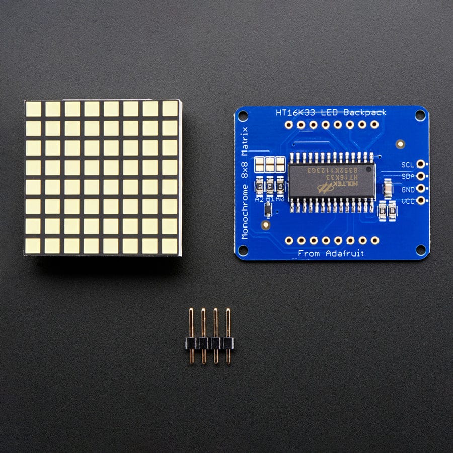 Small 1.2" 8 x 8 Ultra Bright Square White LED Matrix + Backpack