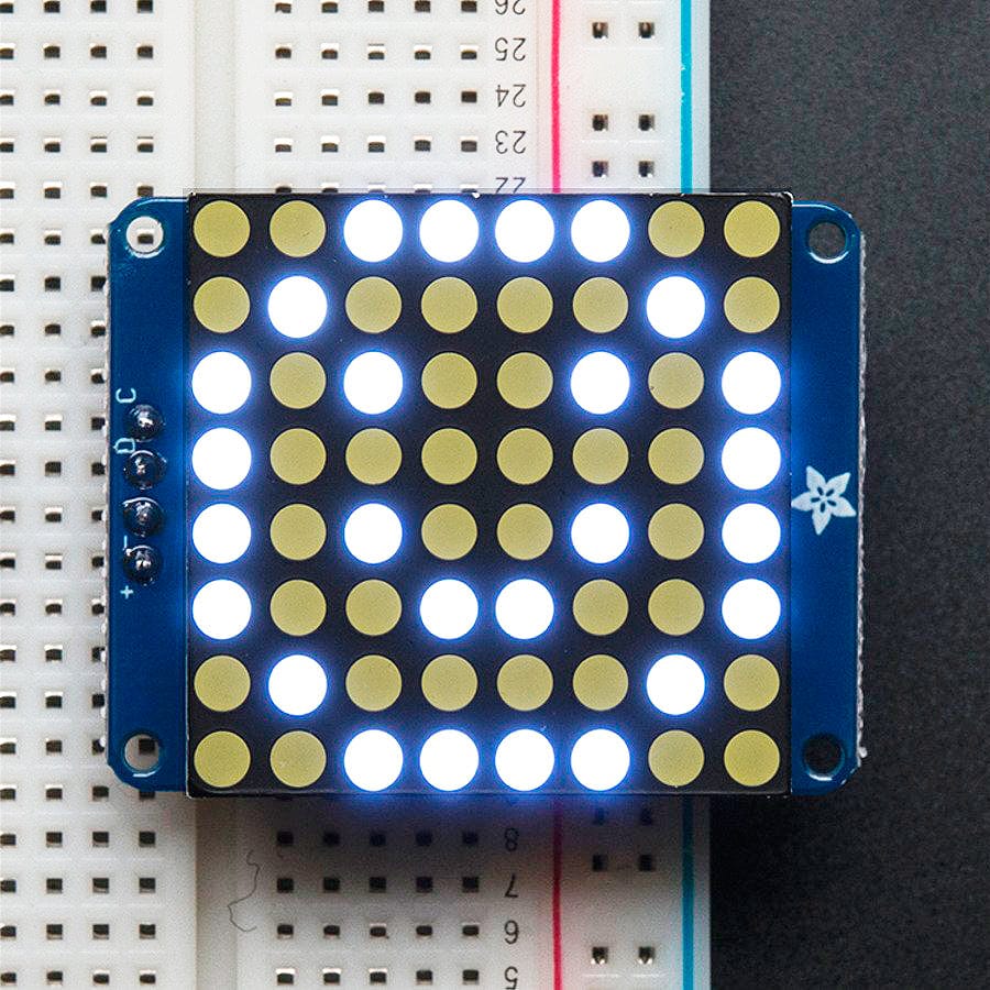Small 1.2" 8 x 8 Ultra Bright White LED Matrix + Backpack