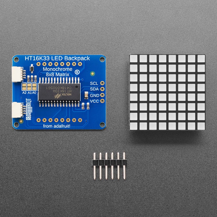 Small 1.2" 8x8 Ultra Bright Square Yellow LED Matrix + Backpack