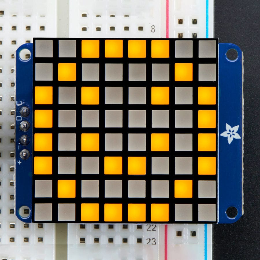 Small 1.2" 8x8 Ultra Bright Square Yellow LED Matrix + Backpack