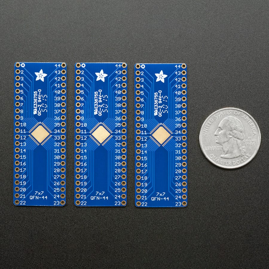 SMT Breakout PCB for 44-QFN or 44-TQFP - 3 Pack