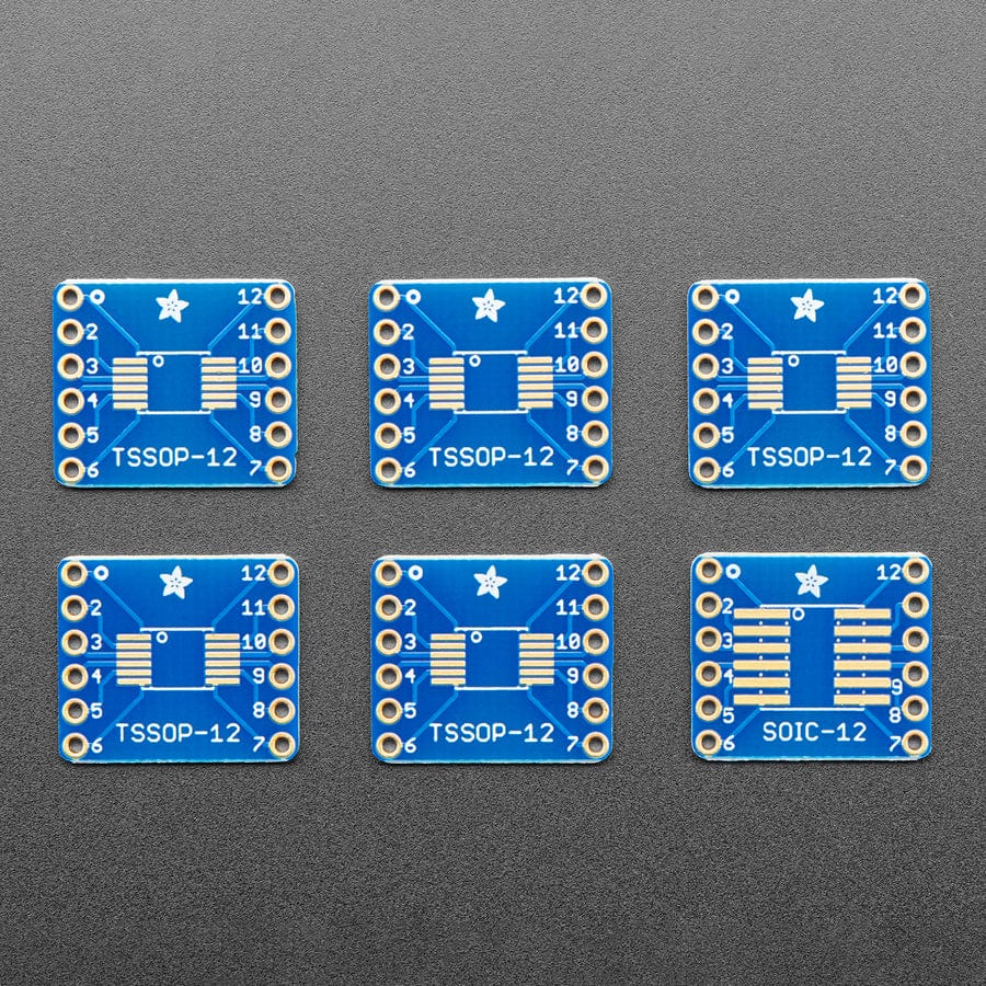 SMT Breakout PCB for SOIC-12 or TSSOP-12 - 6 Pack!