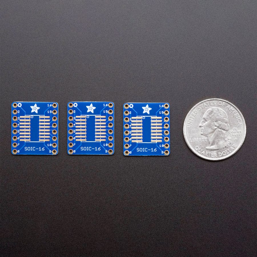 SMT Breakout PCB for SOIC-16 or TSSOP-16 - 3 Pack!