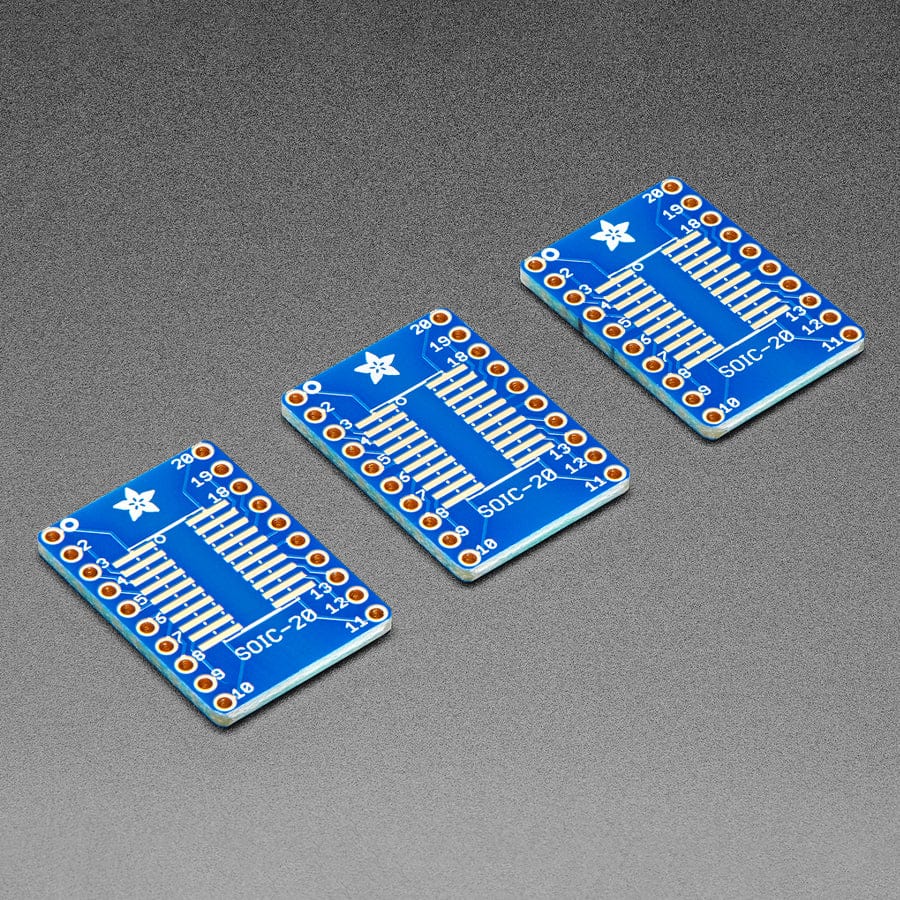 SMT Breakout PCB for SOIC-20 or TSSOP-20 - 3 Pack